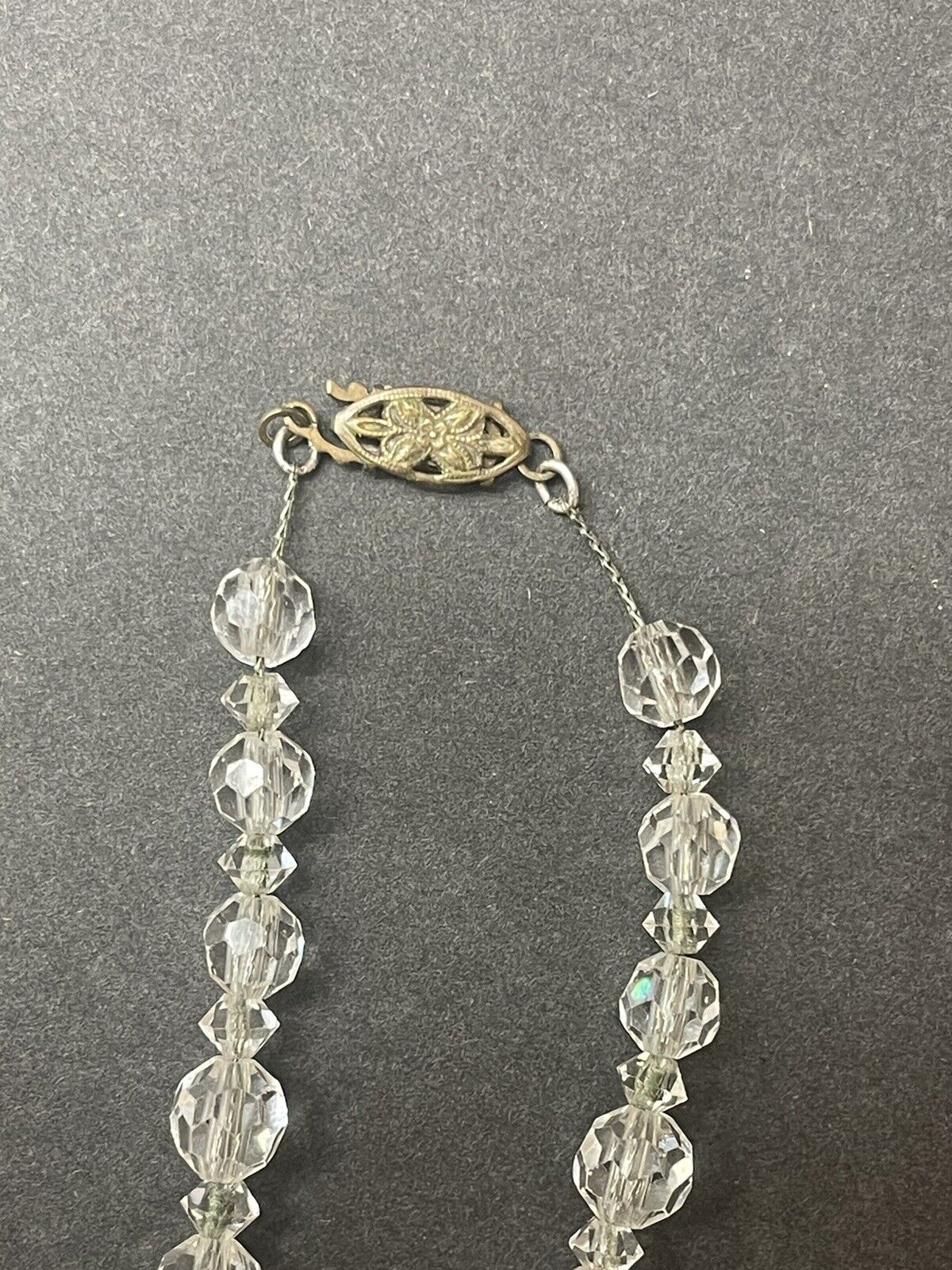 Antique Early 1900’s Cut Crystal Multi Faceted Bead Necklace 18.25”