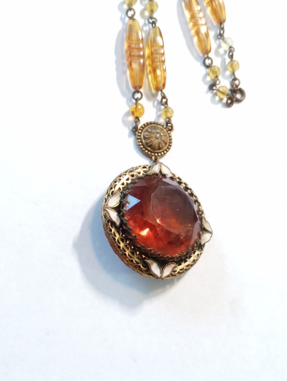 Victorian 1800's Necklace pendant/necklace -high society with enamel-