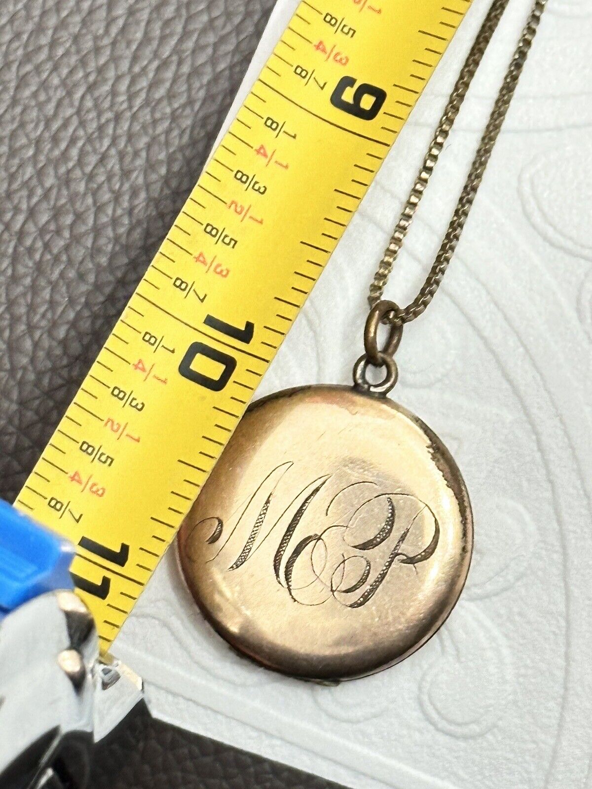 VTG Early 1900s Antique Jewelry Locket Pendant Necklace Monogrammed Photo 1813 R