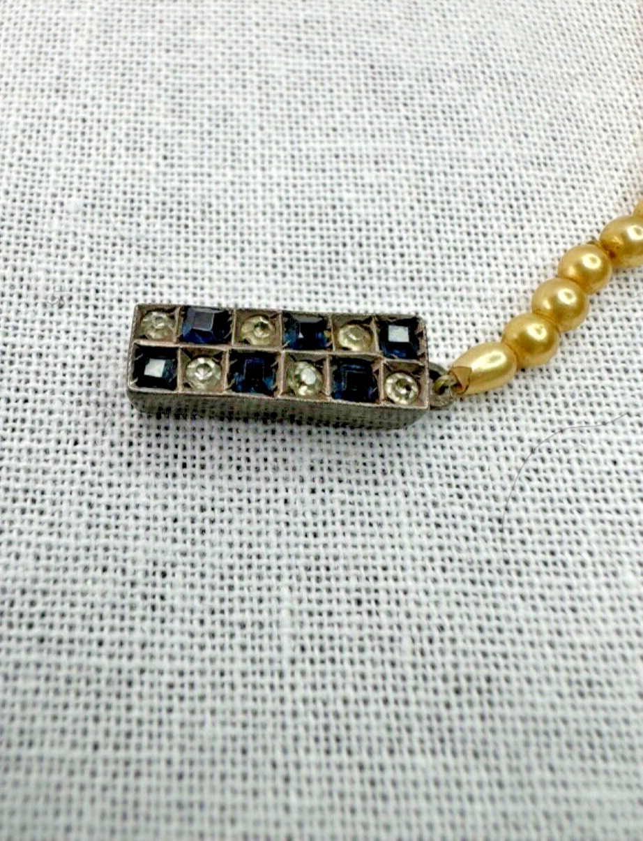 Vintage Early 1900's Faux Pearl Choker Necklace With Rhinestone Clasp