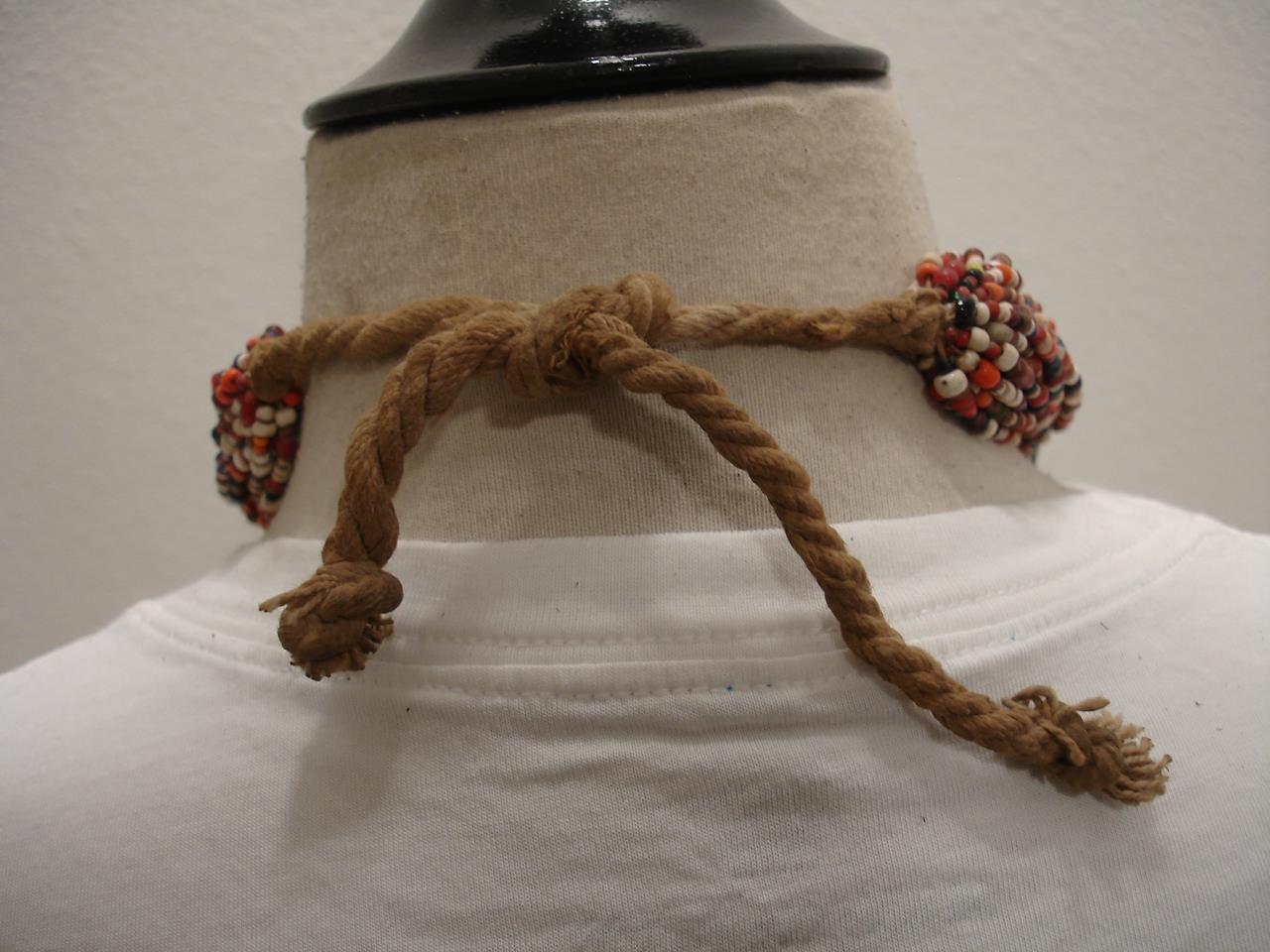 India Burma Myanmar Konyak Naga People's Glass Seed Beaded Necklace Early 1900's