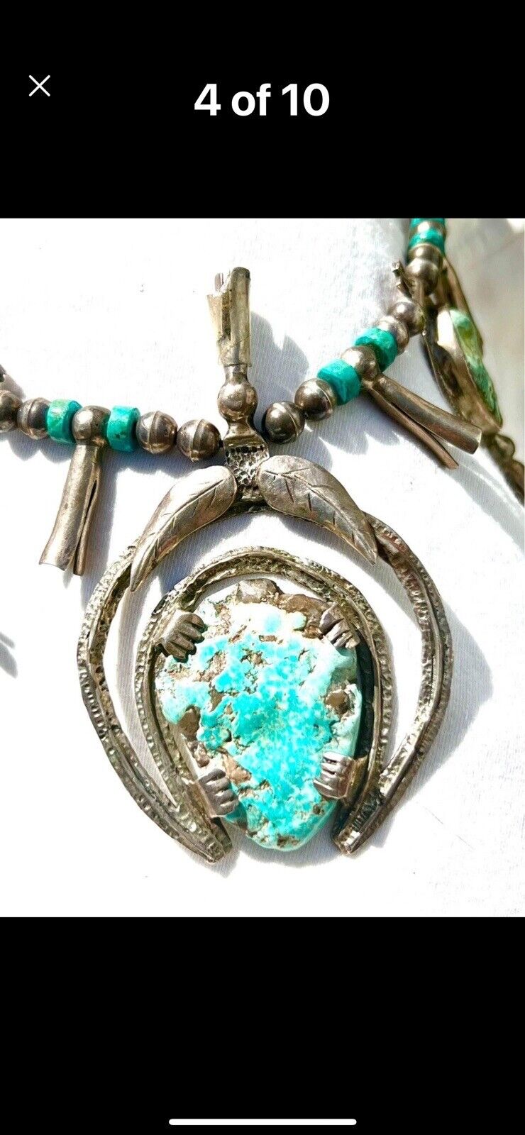 Antique 1800’s - Early 1900 Large Native American Squash Blossom Necklace - RARE