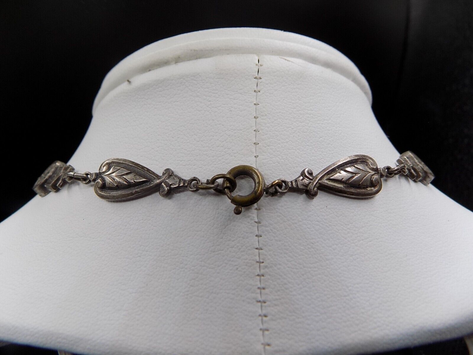 Antique Early 1900's Silver Tone Necklace Ornate Design