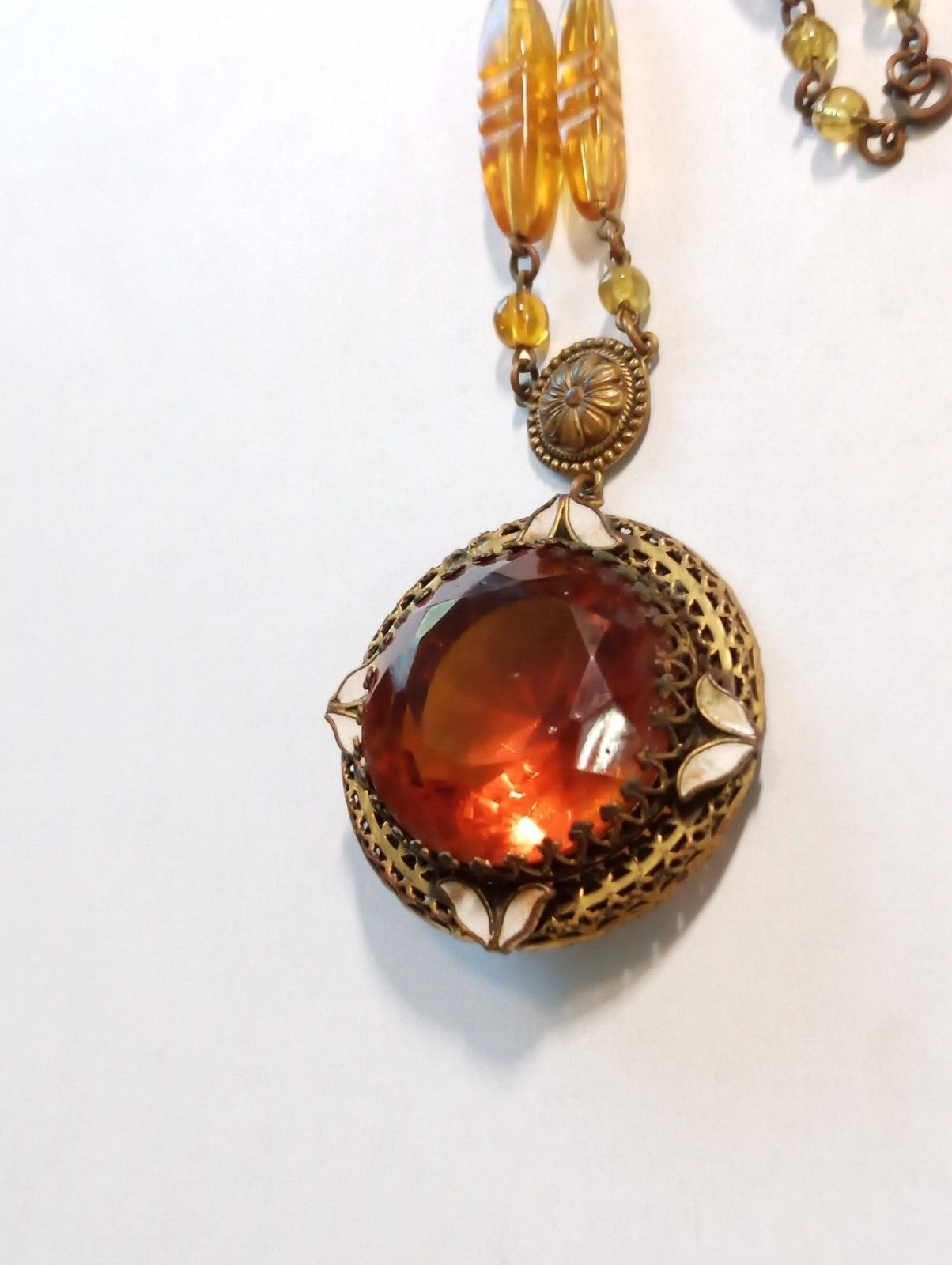 Victorian 1800's Necklace pendant/necklace -high society with enamel-