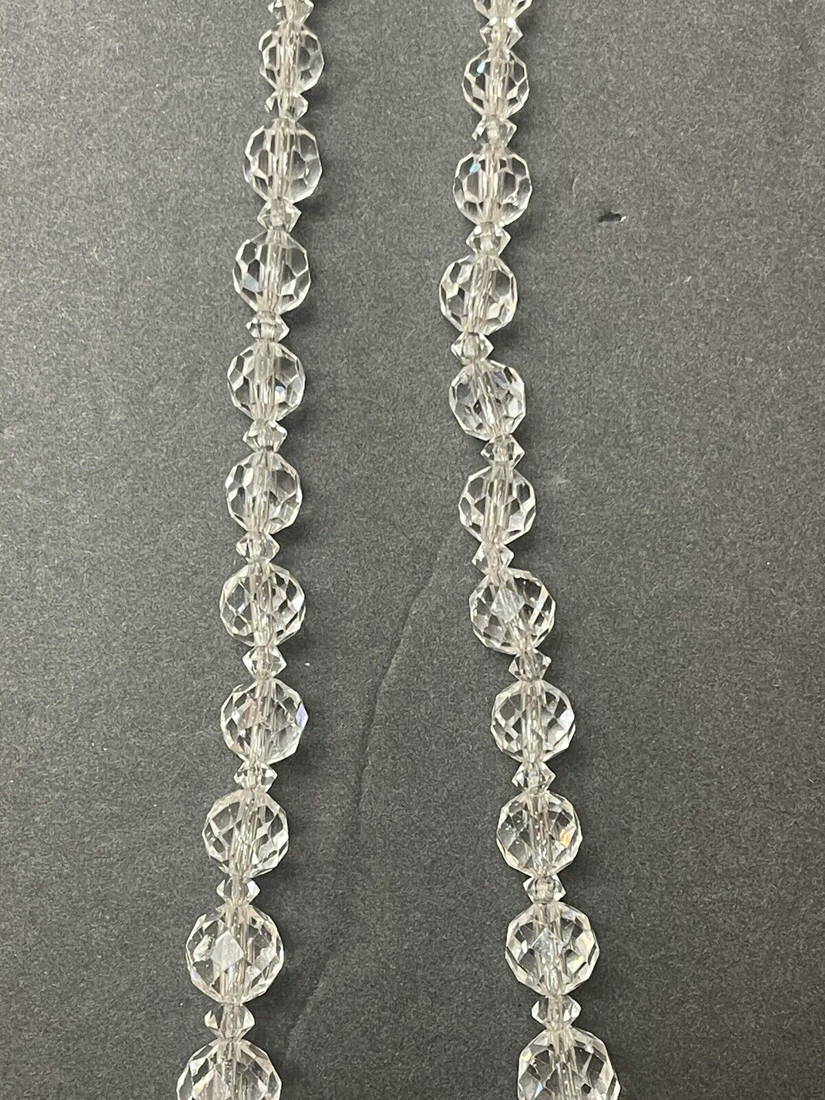 Antique Early 1900’s Cut Crystal Multi Faceted Bead Necklace 18.25”