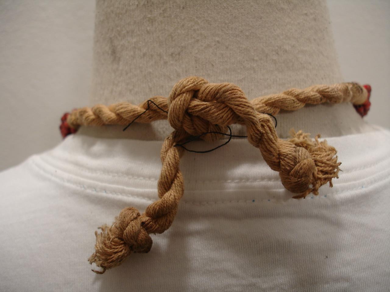 India Burma Myanmar Konyak Naga People's White Heart Beads Necklace Vtg 1900's