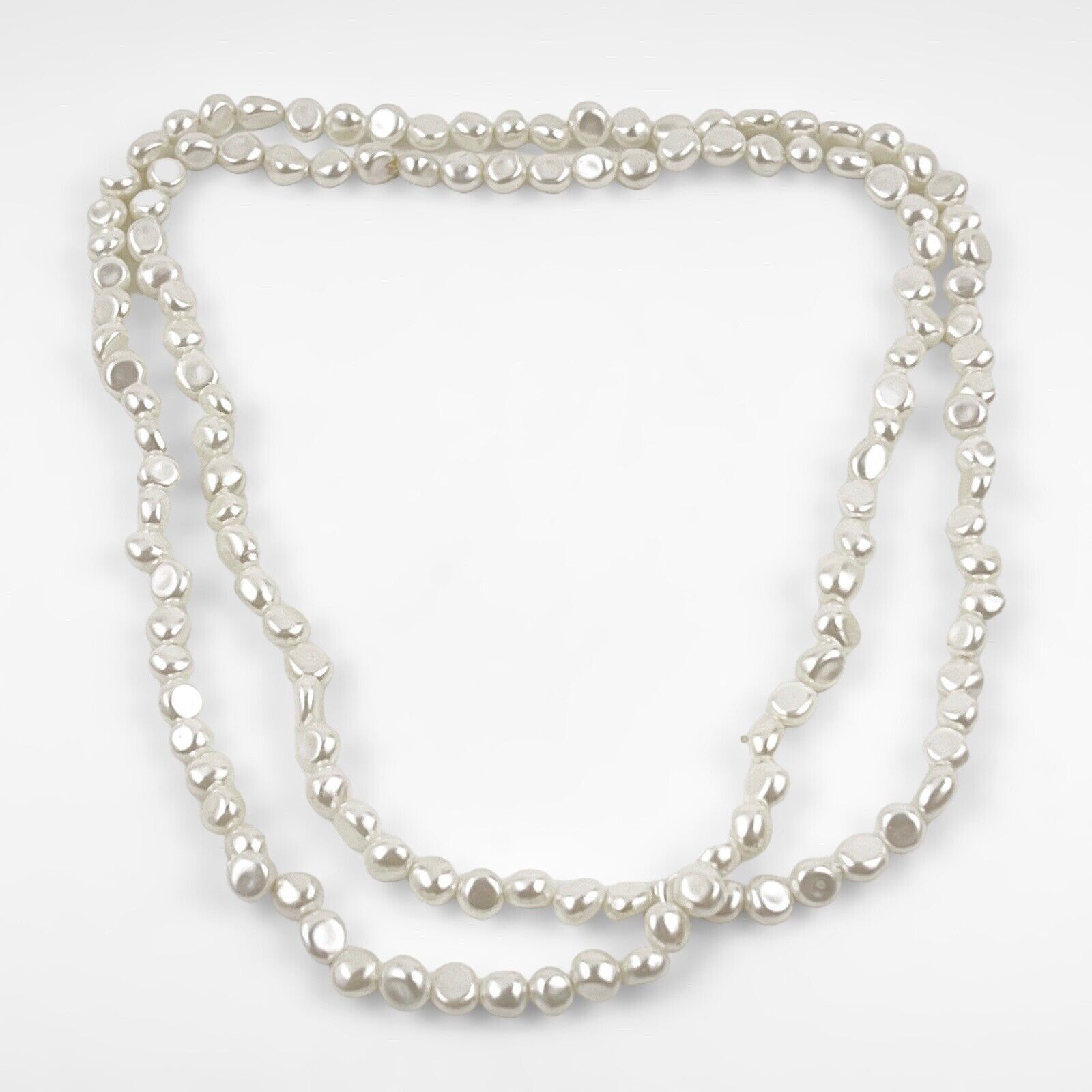 35" LONG DECO 1900S NECKLACE, REAL JAPANESE BIWA PEARLS