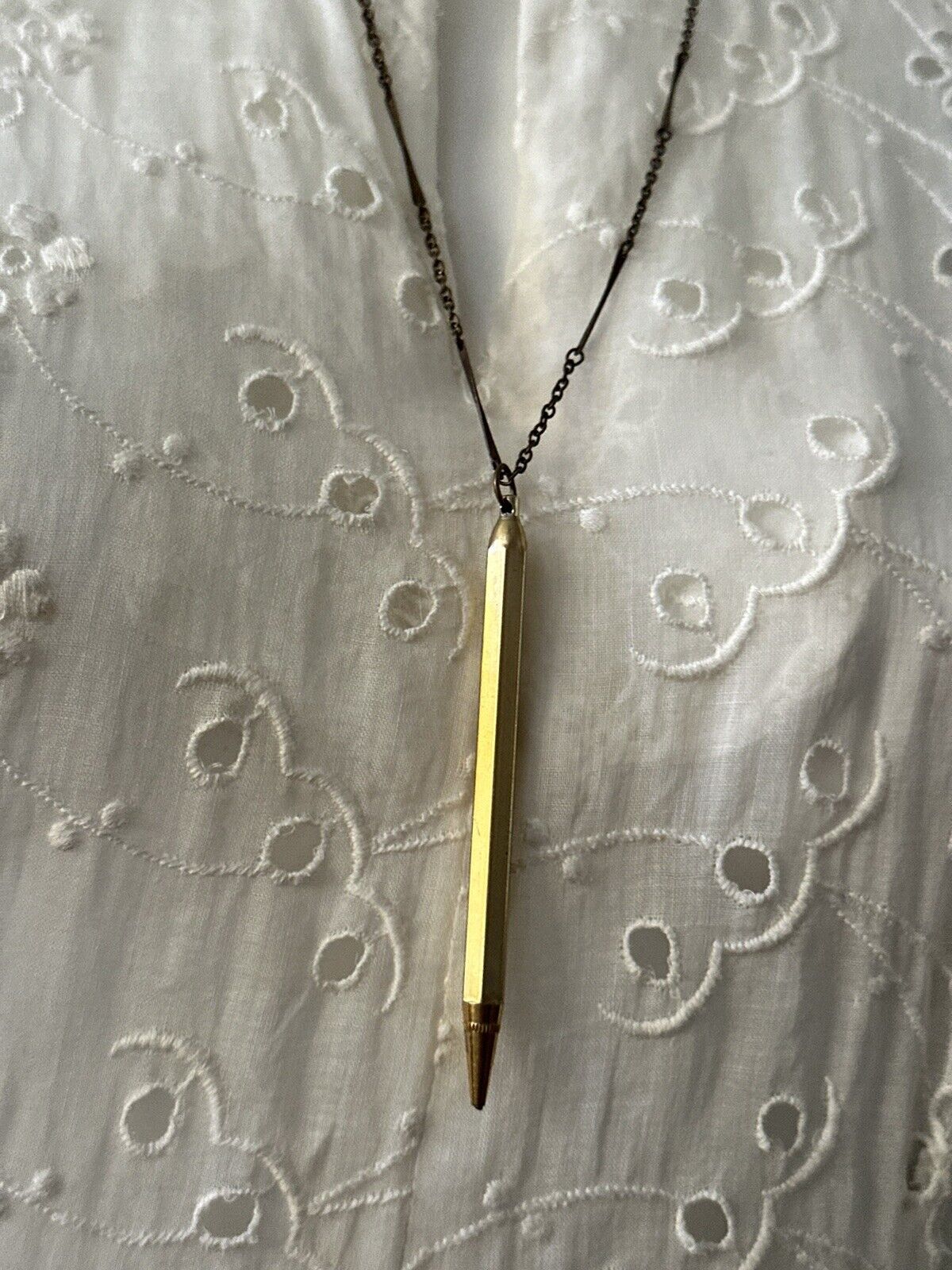 Victorian Golden Pencil Necklace, With Lead In It; 1900's, Vintage Jewelry