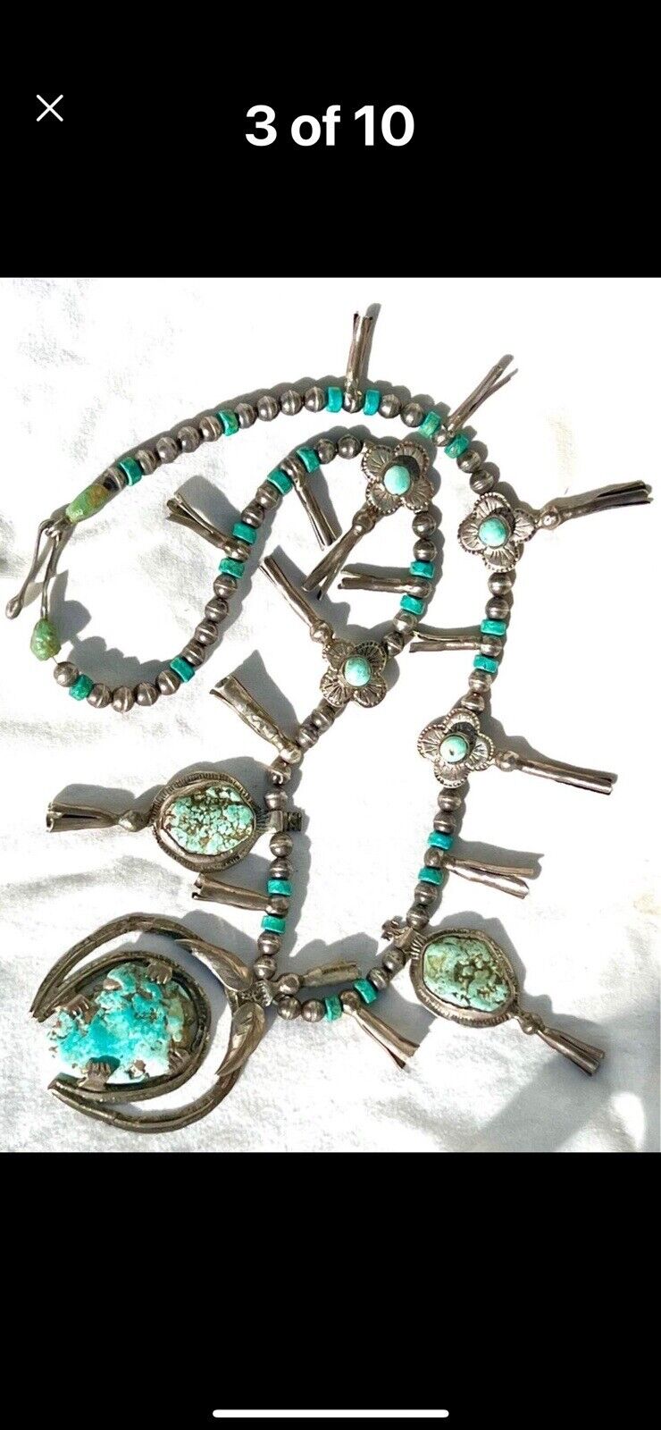 Antique 1800’s - Early 1900 Large Native American Squash Blossom Necklace - RARE