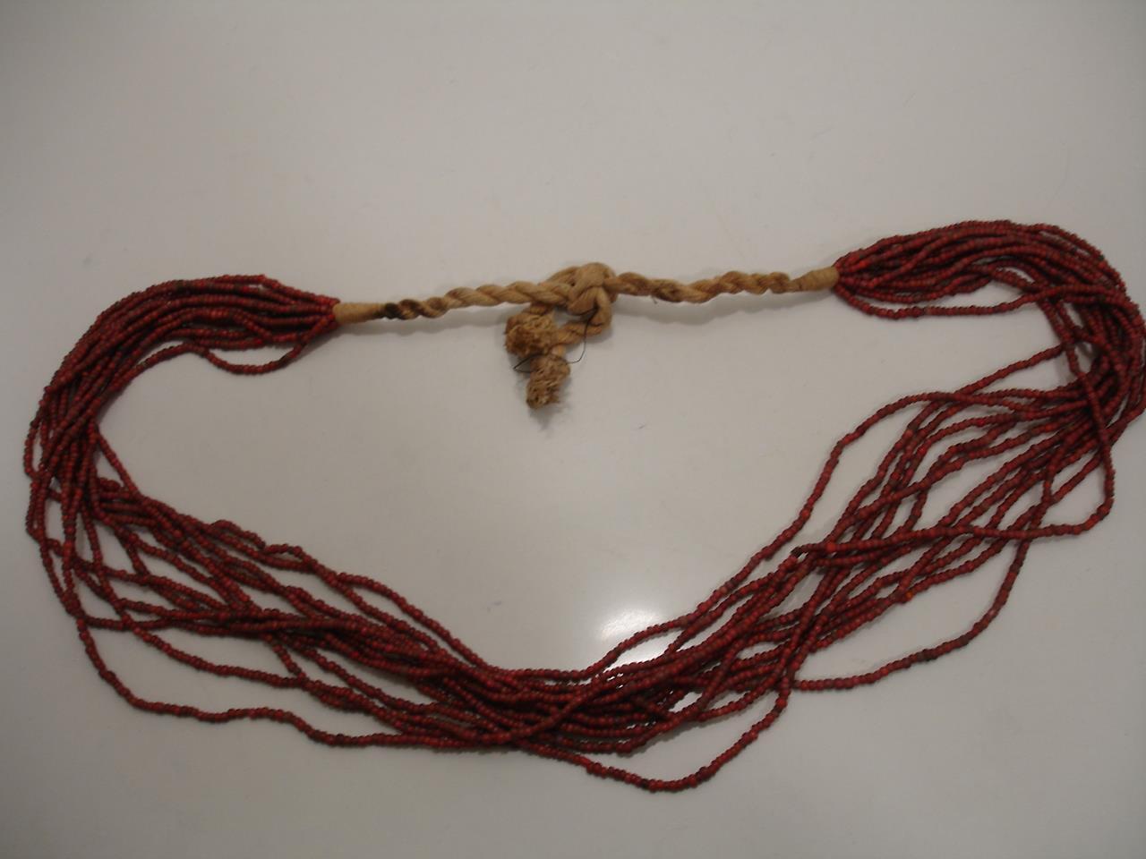 India Burma Myanmar Konyak Naga People's White Heart Beads Necklace Vtg 1900's