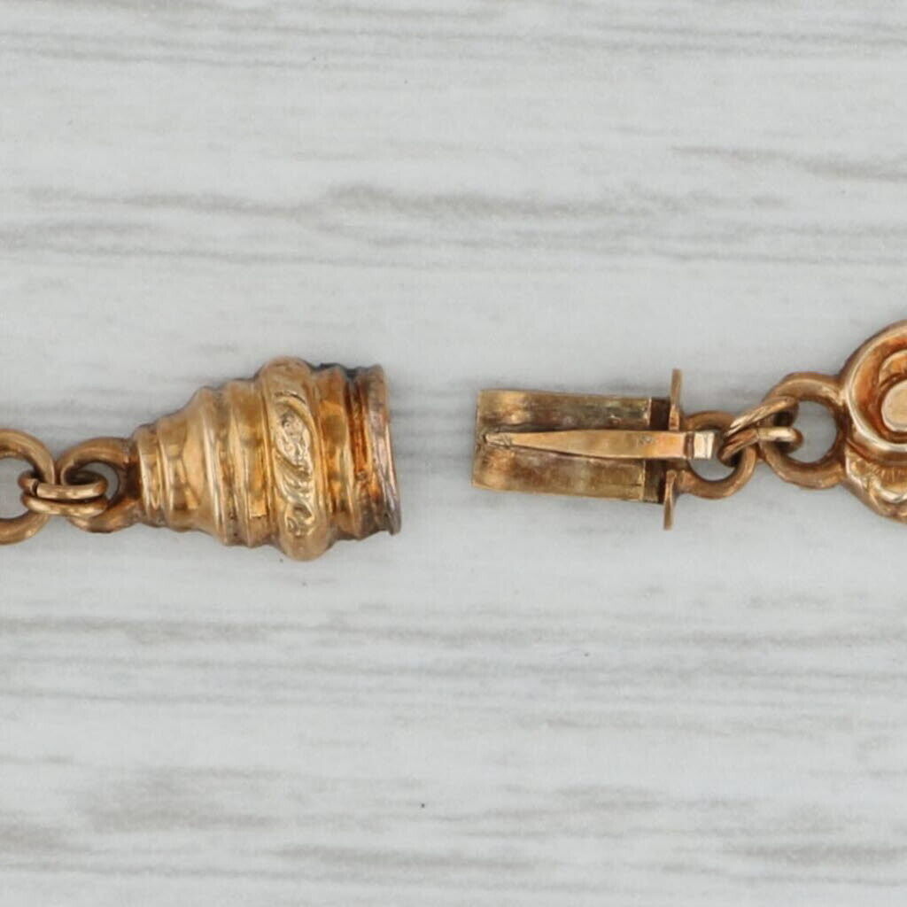 Ornate Antique 1800s Necklace Earrings Set 14k Gold Floral Enamel 16" Lavalier