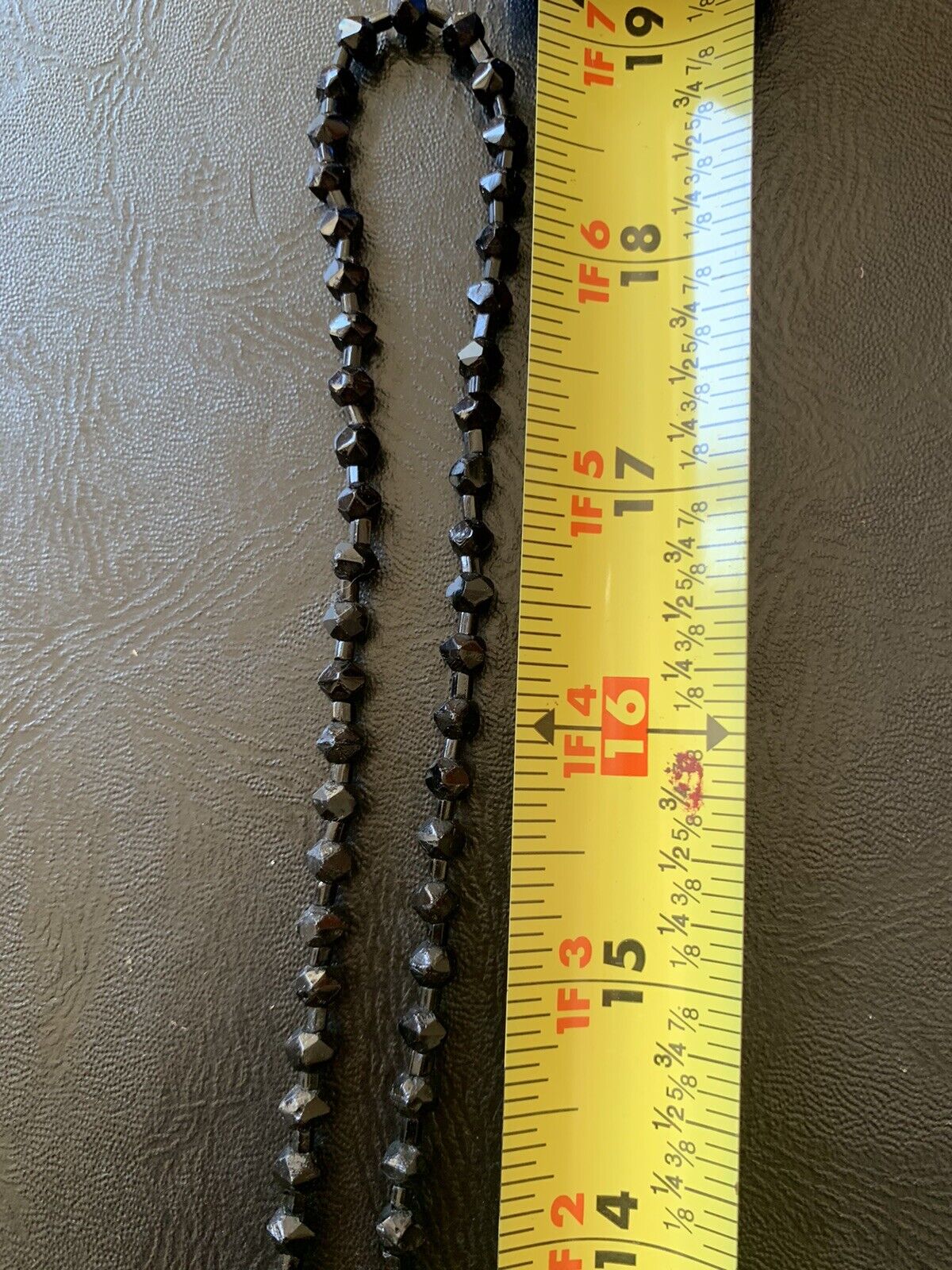 Antique Edwardian 1900s Jet black sautoir beaded beveled necklace