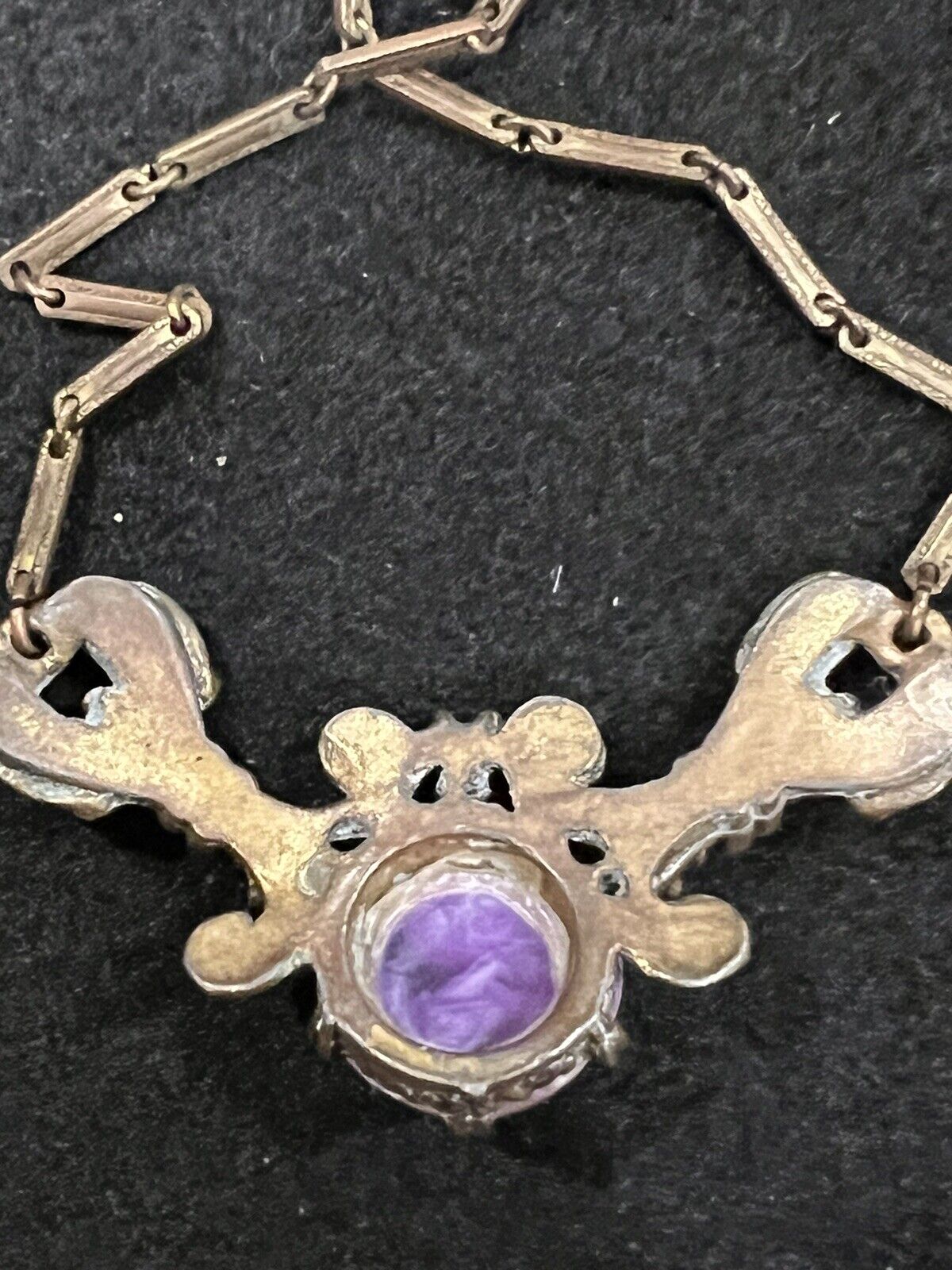VTG Brass 1800's necklace earrings set Costume Jewelry Estate Find Art Nouveau