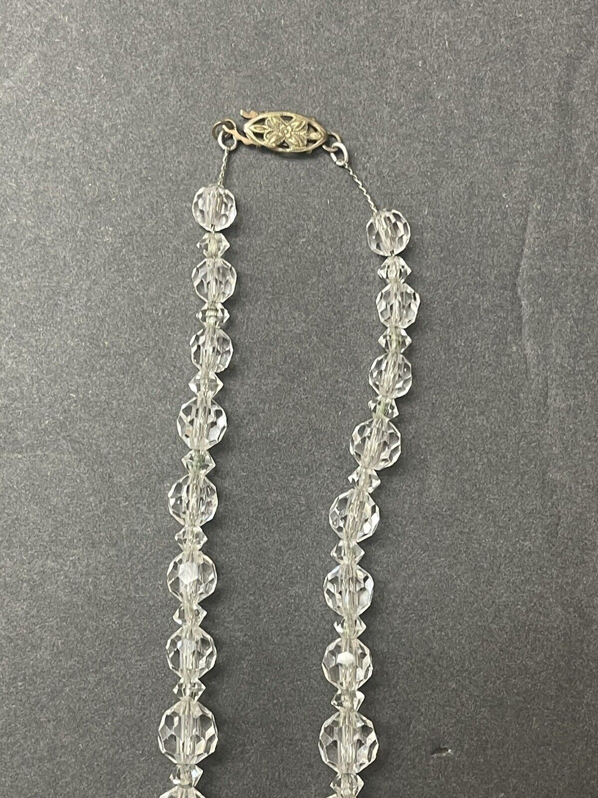 Antique Early 1900’s Cut Crystal Multi Faceted Bead Necklace 18.25”