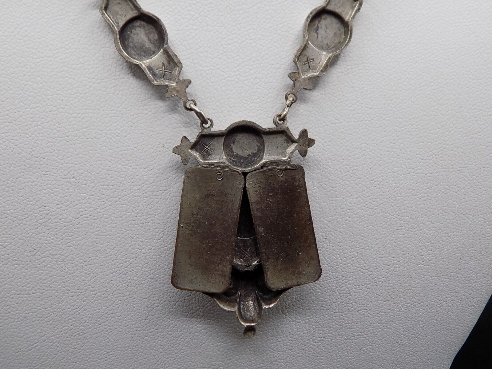 Antique Early 1900's Silver Tone Necklace Ornate Design