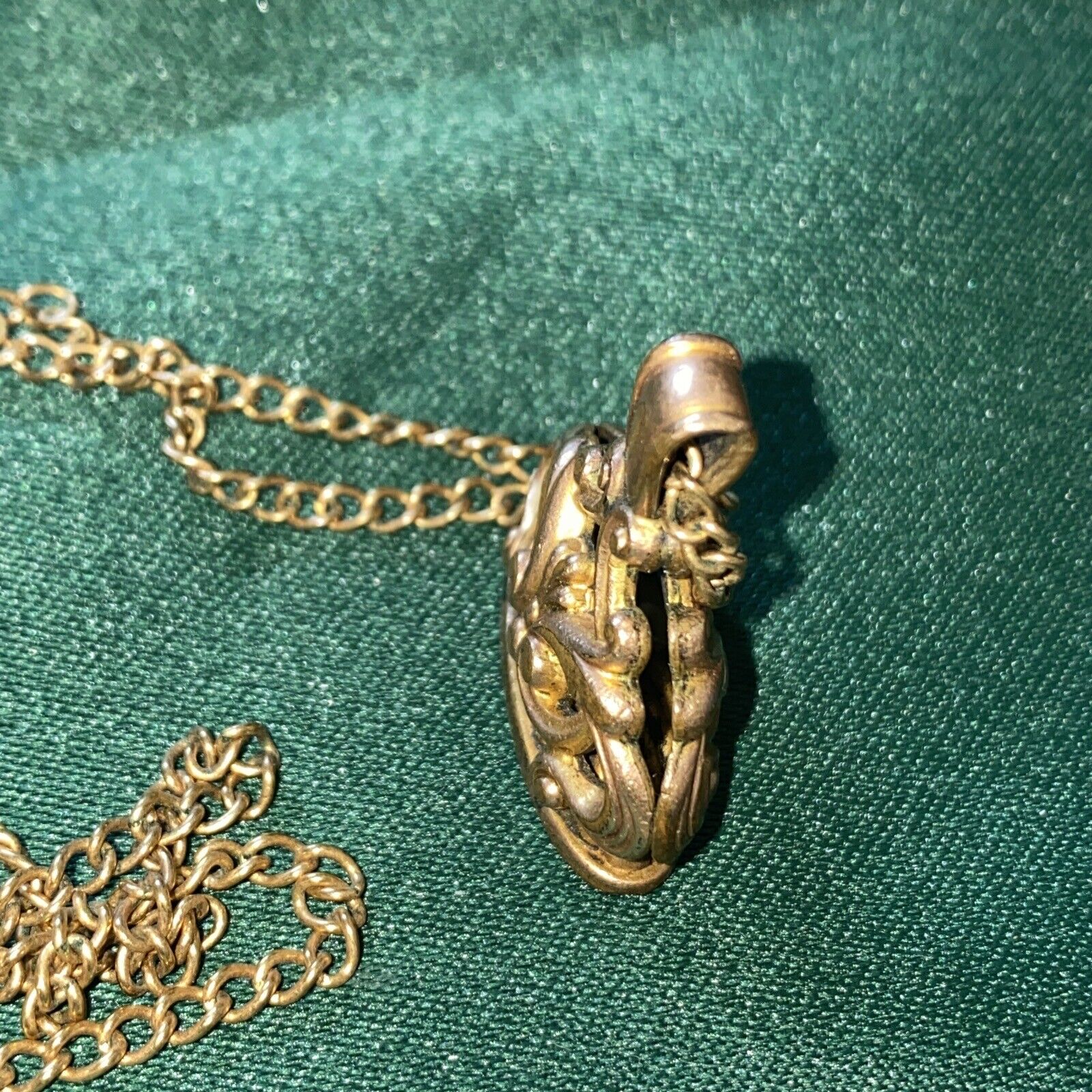Crown Fob Pendant 1900s Edwardian Necklace Gold Tone Art Nouveau Antique