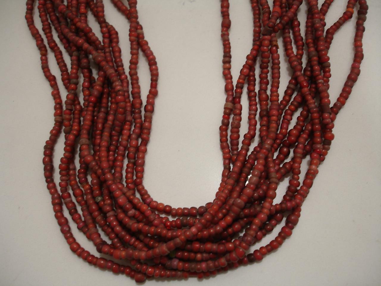 India Burma Myanmar Konyak Naga People's White Heart Beads Necklace Vtg 1900's
