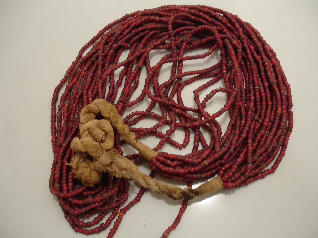 India Burma Myanmar Konyak Naga People's White Heart Beads Necklace Vtg 1900's