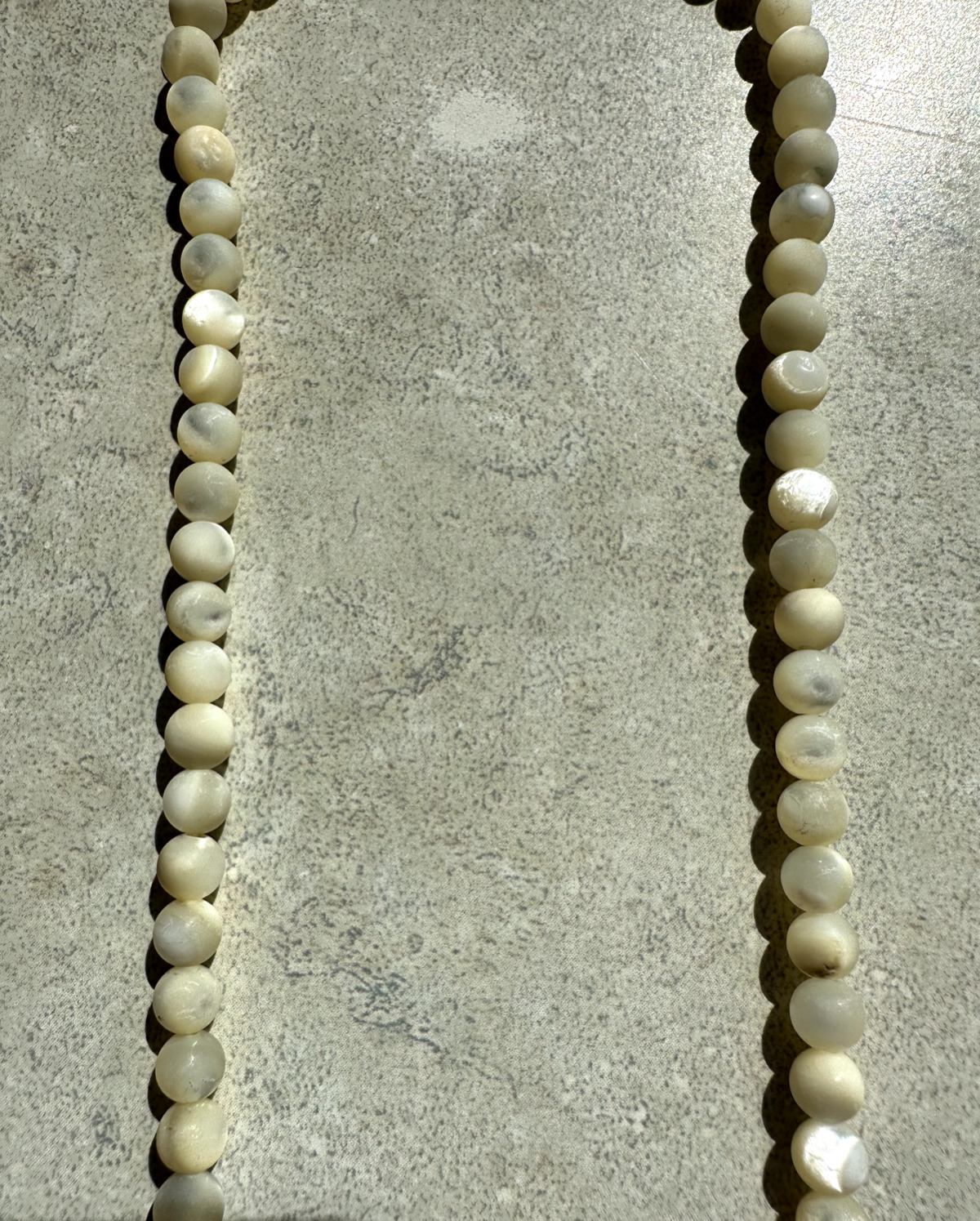 Antique 1900s Balamut Mother of Pearl Graduated Beaded Necklace Sterling Clasp