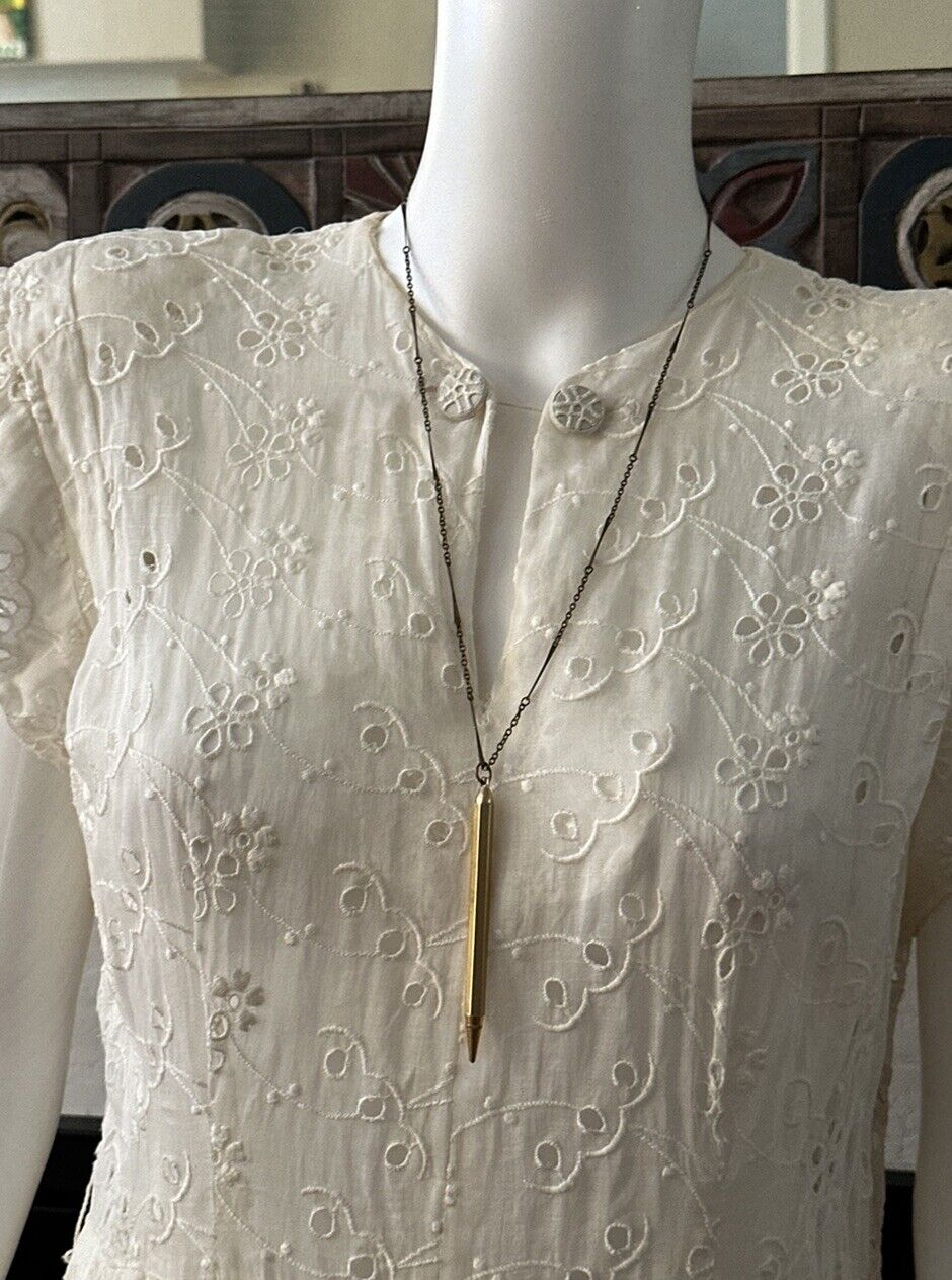 Victorian Golden Pencil Necklace, With Lead In It; 1900's, Vintage Jewelry