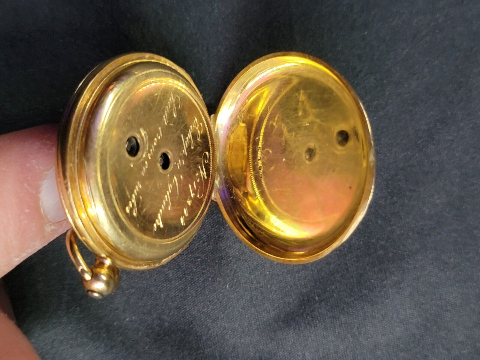 Mid 1800s French 14k Gold Pocket Watch 40 Diamonds & Black Enamel Inlay Rubies