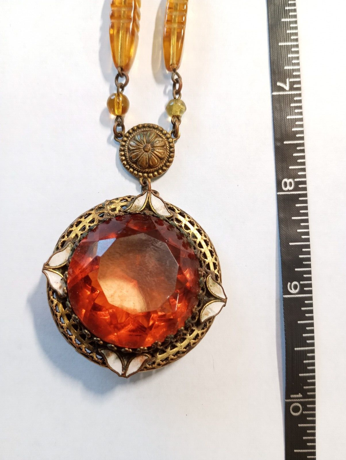 Victorian 1800's Necklace pendant/necklace -high society with enamel-