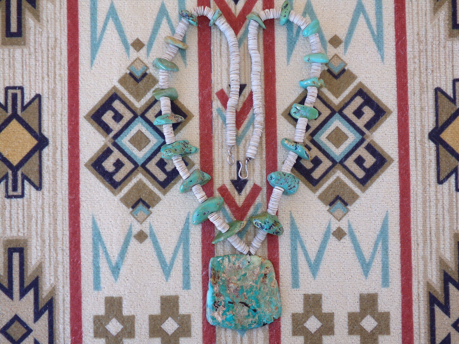 FEDERICO JIMENEZ LATE WIFE's ESTATE - 1900's Turquoise & Heshi Shell Necklace