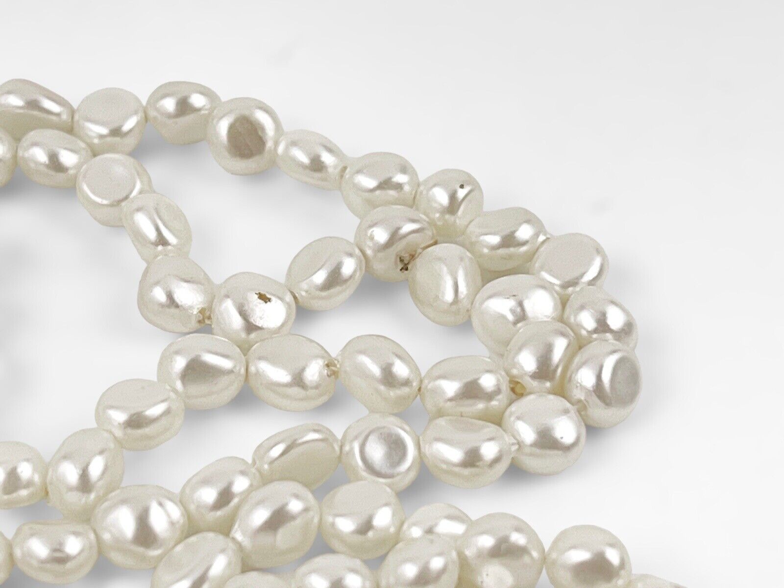 35" LONG DECO 1900S NECKLACE, REAL JAPANESE BIWA PEARLS