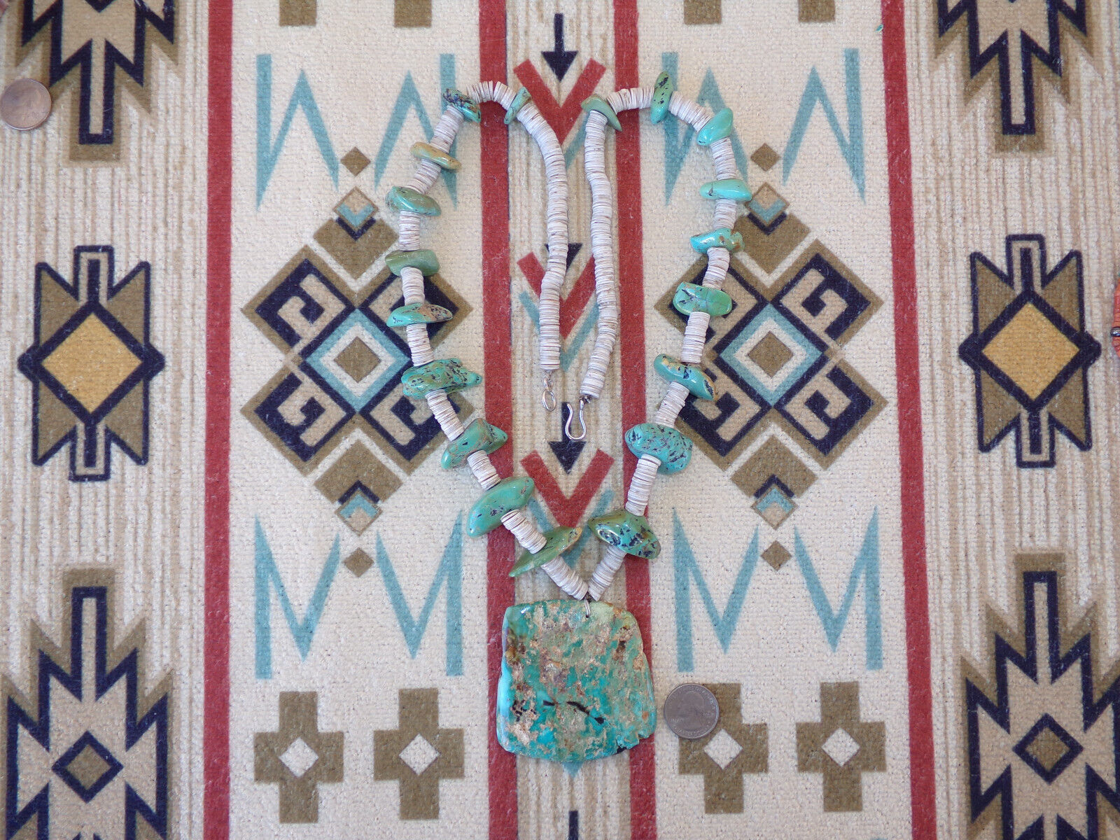 FEDERICO JIMENEZ LATE WIFE's ESTATE - 1900's Turquoise & Heshi Shell Necklace