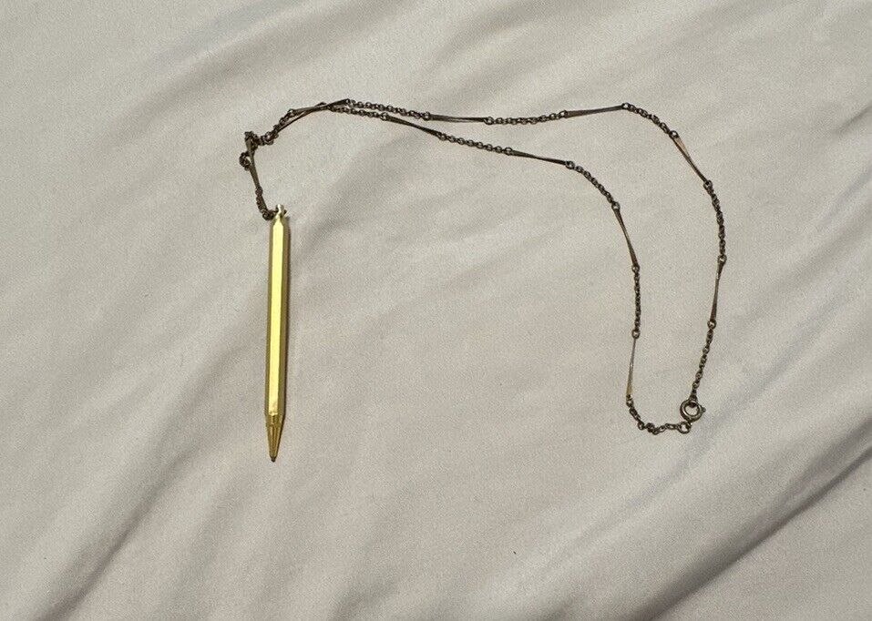 Victorian Golden Pencil Necklace, With Lead In It; 1900's, Vintage Jewelry