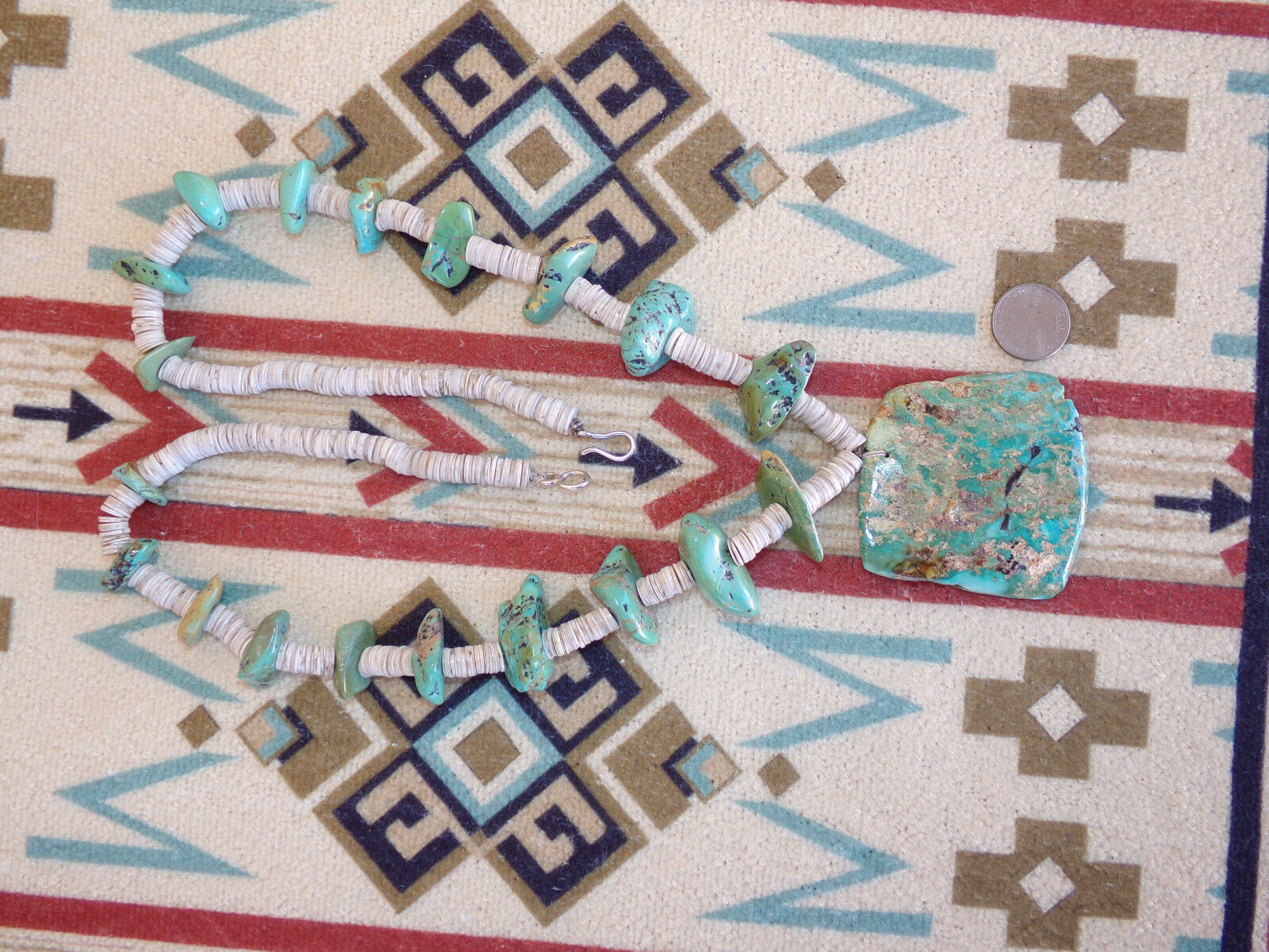 FEDERICO JIMENEZ LATE WIFE's ESTATE - 1900's Turquoise & Heshi Shell Necklace