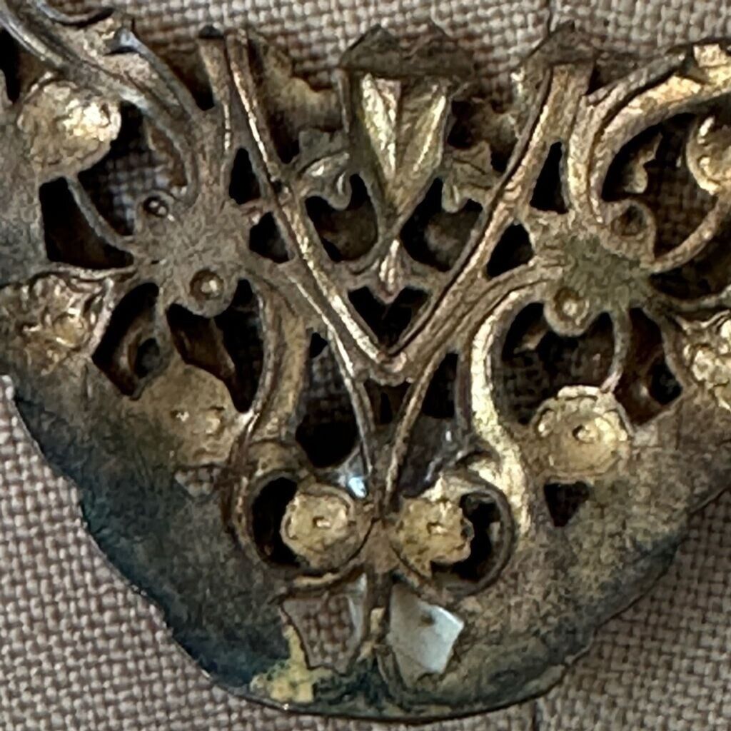 Art Nouveau Edwardian Floral Brass Filigree Marcasite Pearl Necklace 1900’s