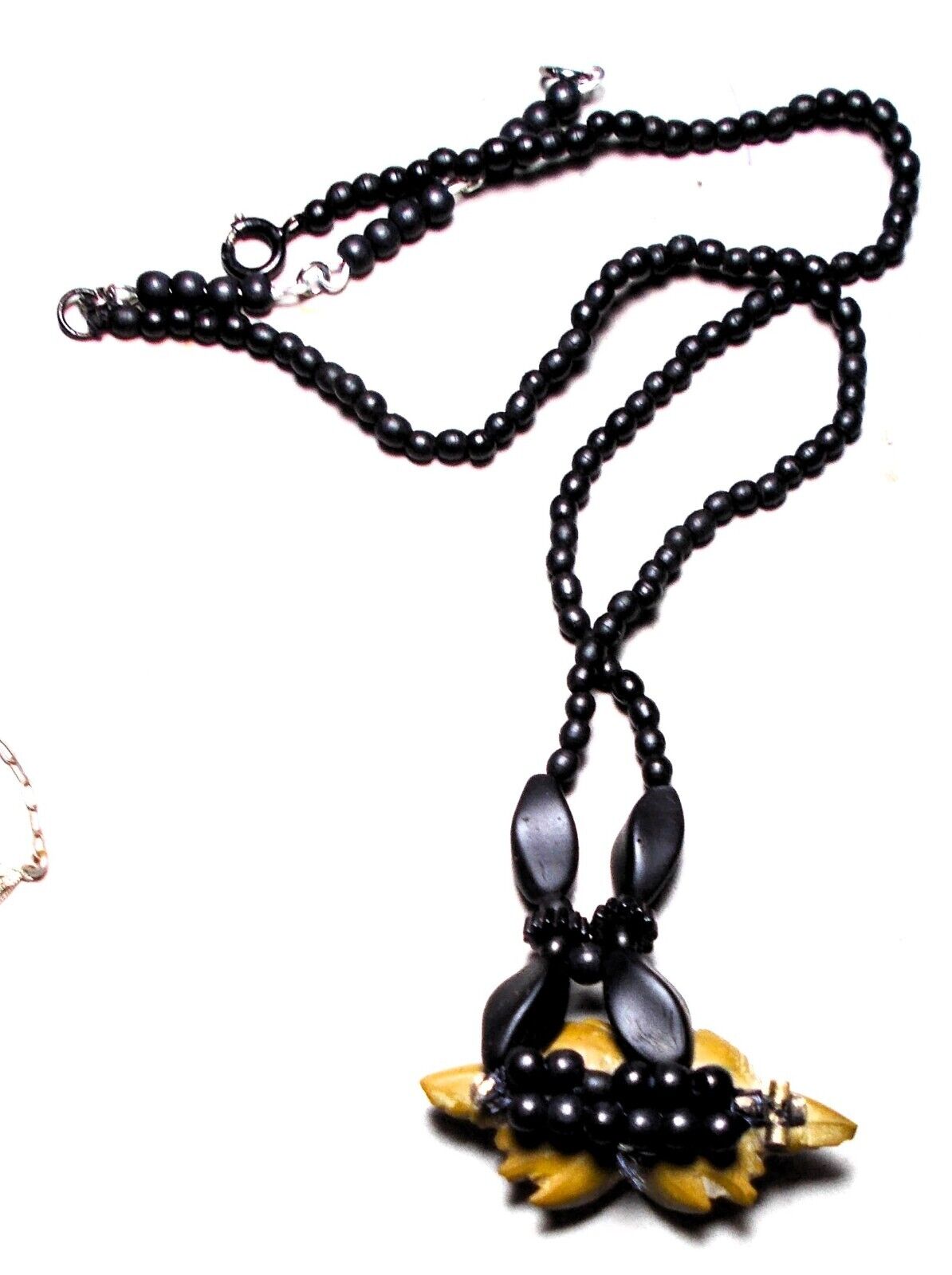 Dainty Lava Cherubs Necklace Late 1800s Hand Carved High Relief w/ Wings, Love