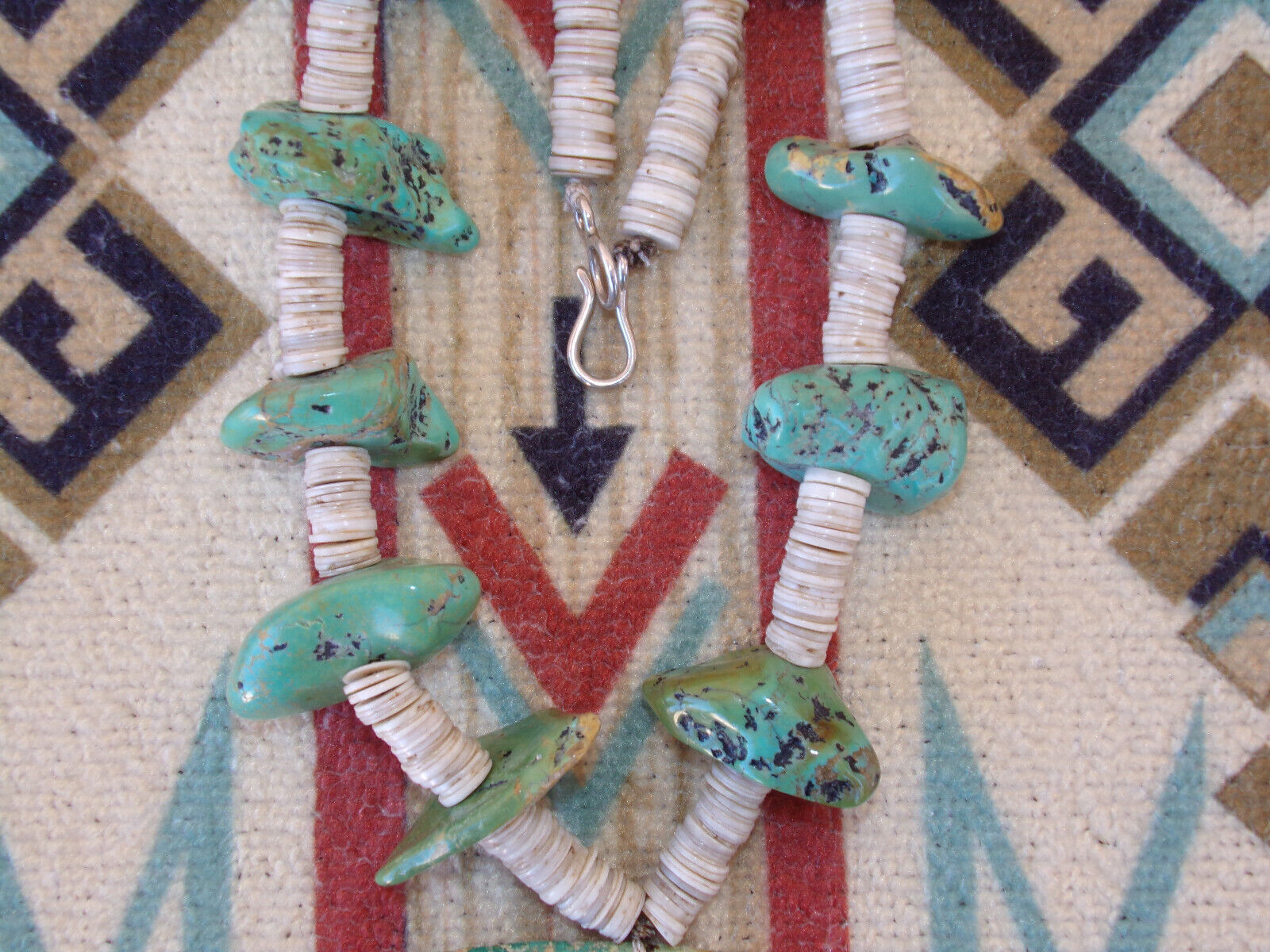 FEDERICO JIMENEZ LATE WIFE's ESTATE - 1900's Turquoise & Heshi Shell Necklace
