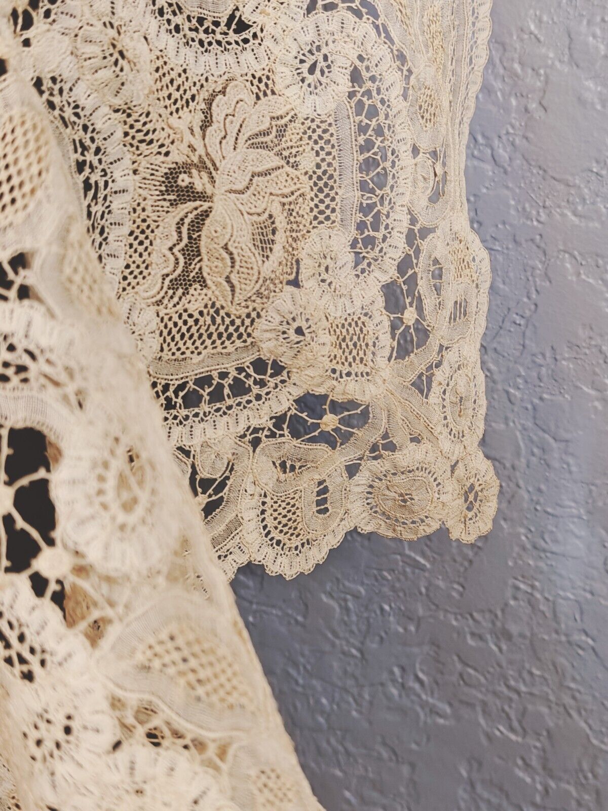 Antique Lace Point de Gaze Finely Done By Hand Floral Mix 1800s Shawl Collar