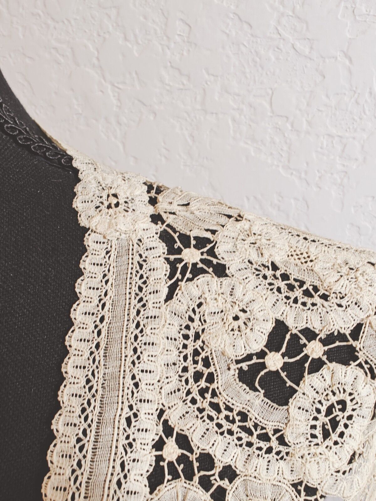 Antique Lace Point de Gaze Finely Done By Hand Floral Mix 1800s Shawl Collar