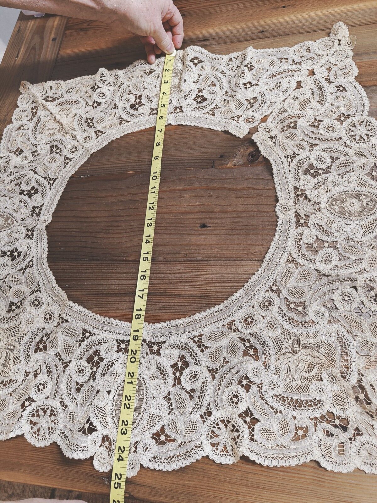 Antique Lace Point de Gaze Finely Done By Hand Floral Mix 1800s Shawl Collar