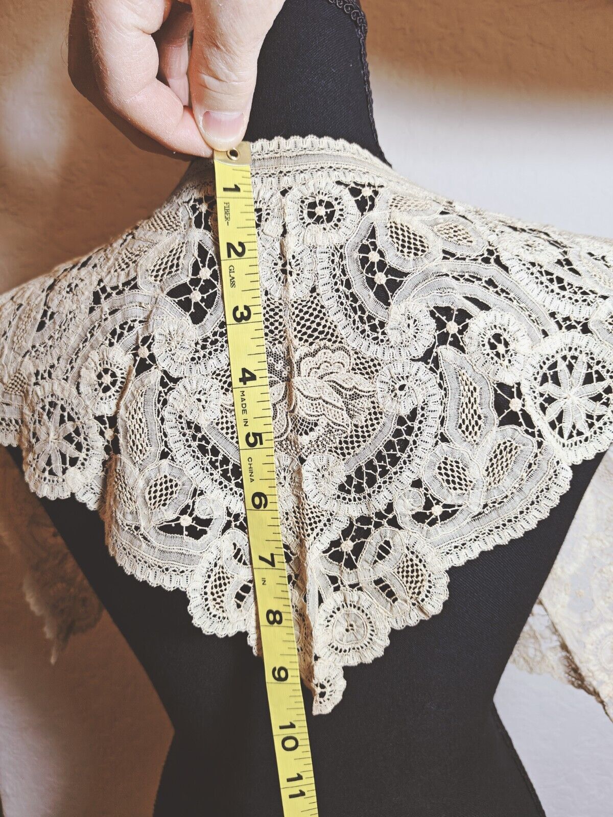 Antique Lace Point de Gaze Finely Done By Hand Floral Mix 1800s Shawl Collar