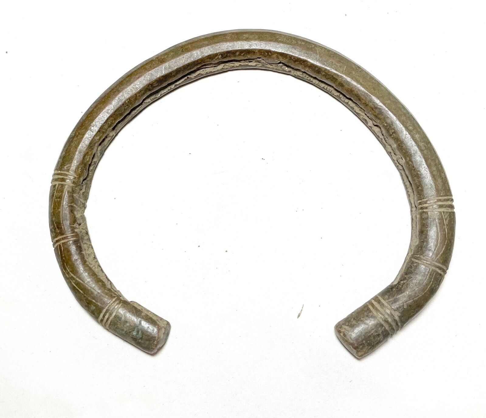 HUGE 1800's Antique African Niger Baoulé Dogon Bronze Manilla Currency necklace 