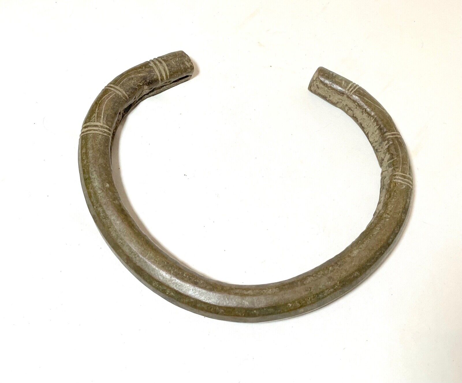 HUGE 1800's Antique African Niger Baoulé Dogon Bronze Manilla Currency necklace 