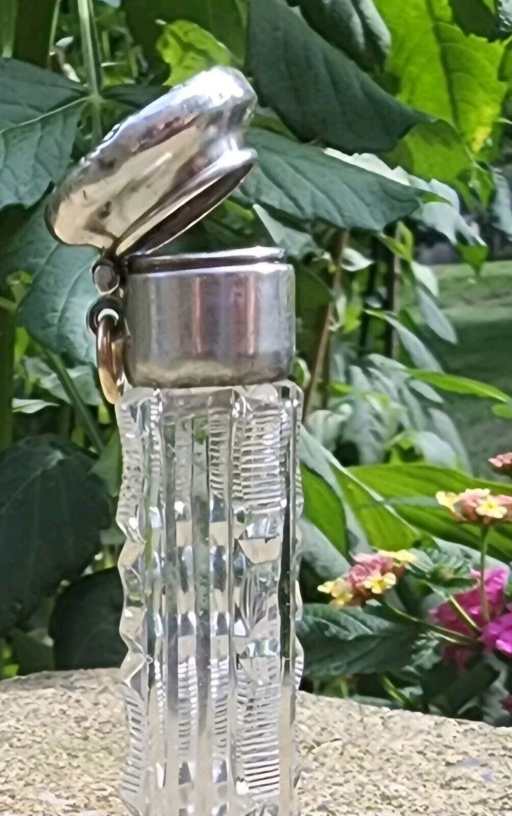  Crystal & Sterling Perfume Vial for necklace, Vintage, 1800s, Mother's Day Gift