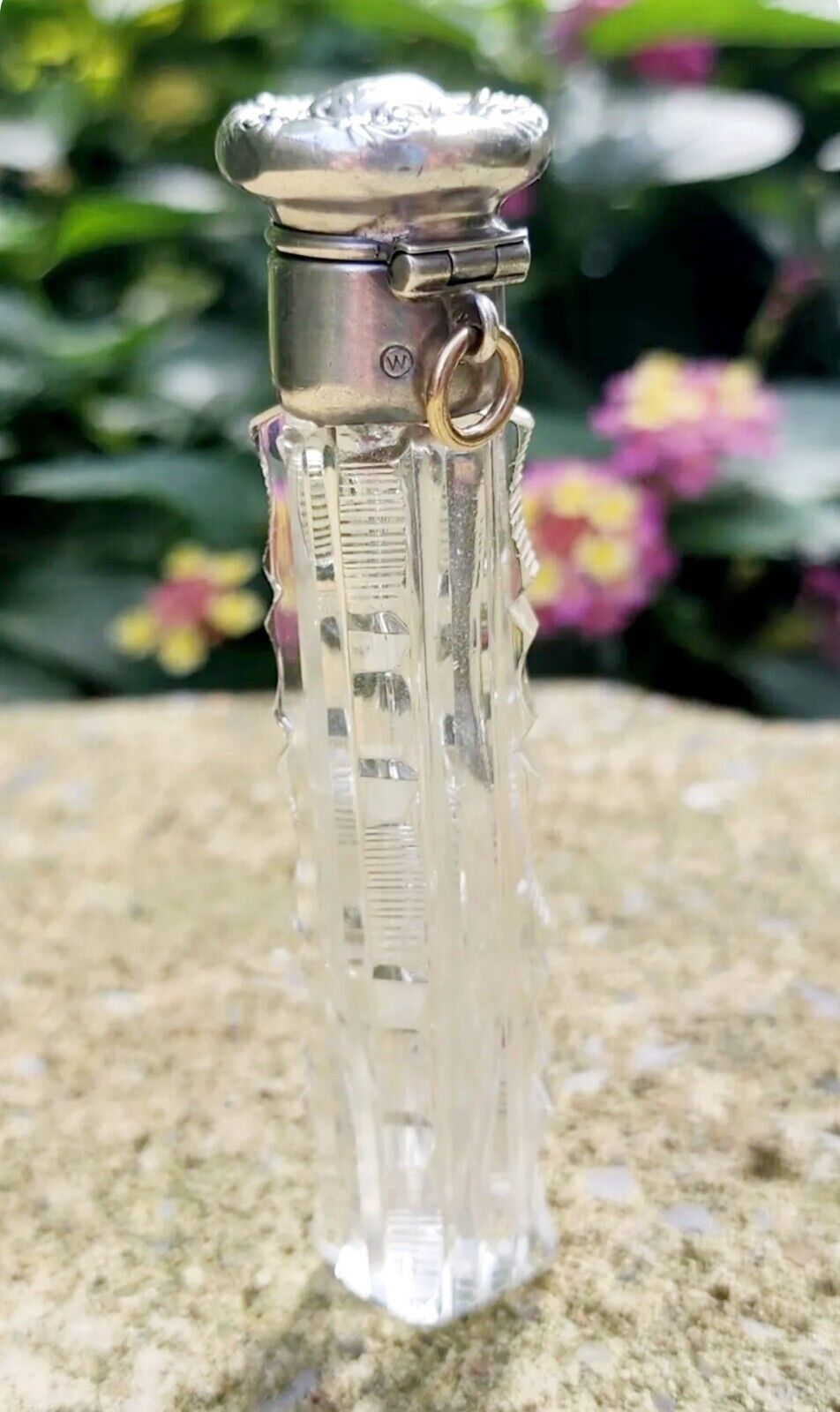  Crystal & Sterling Perfume Vial for necklace, Vintage, 1800s, Mother's Day Gift