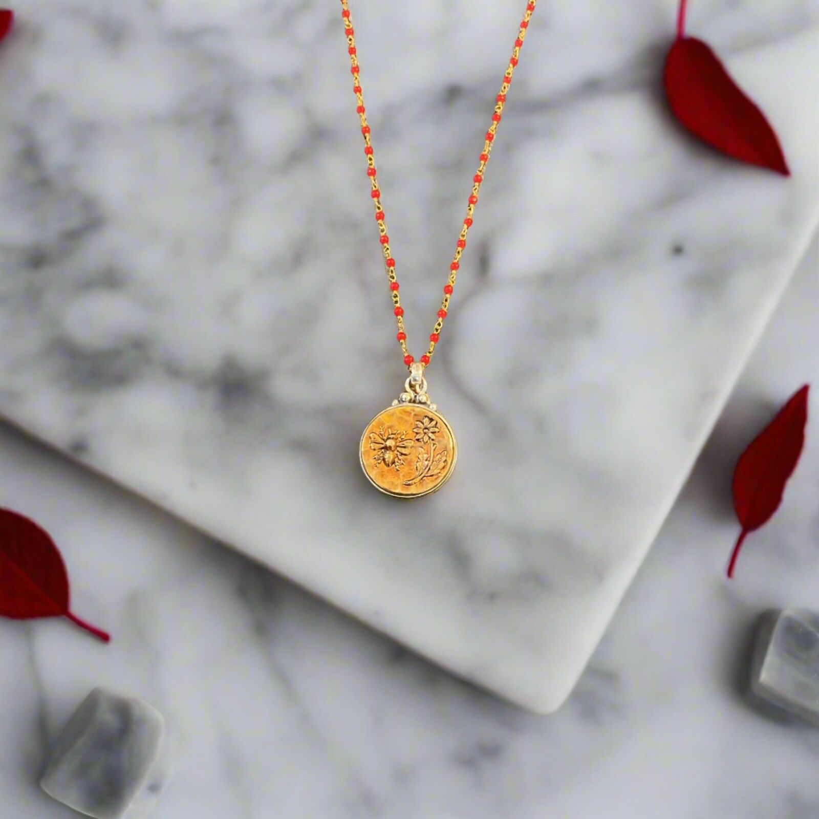 Antique French 1800's Picture Metal Button Necklace