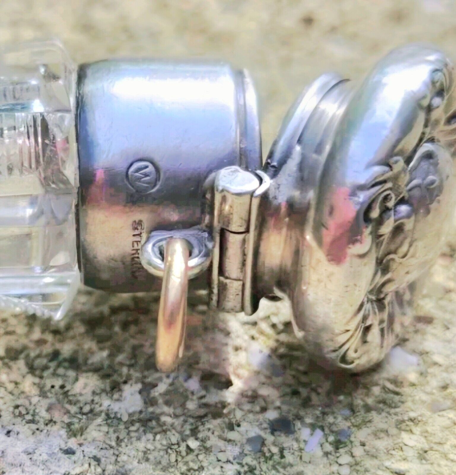  Crystal & Sterling Perfume Vial for necklace, Vintage, 1800s, Mother's Day Gift