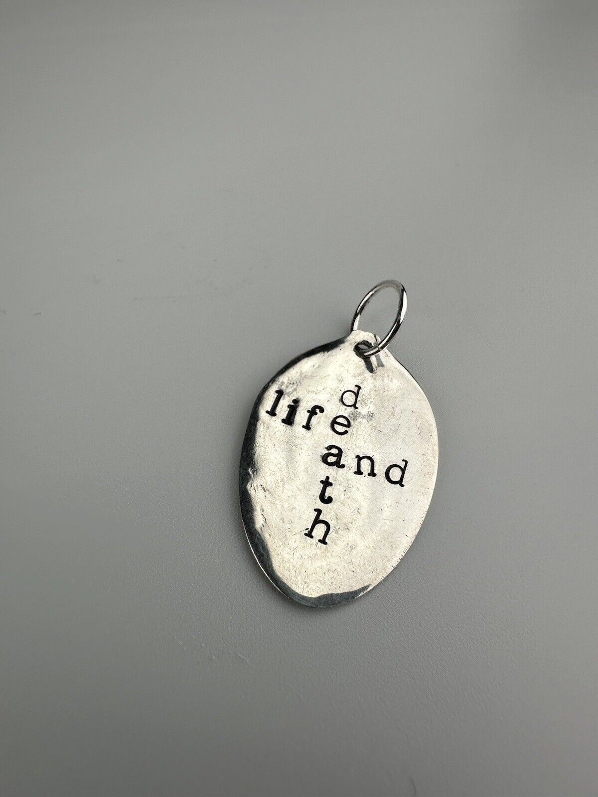 Antique Sterling Silver 1800s Spoon Life And Death Necklace Pendant 3.3cm