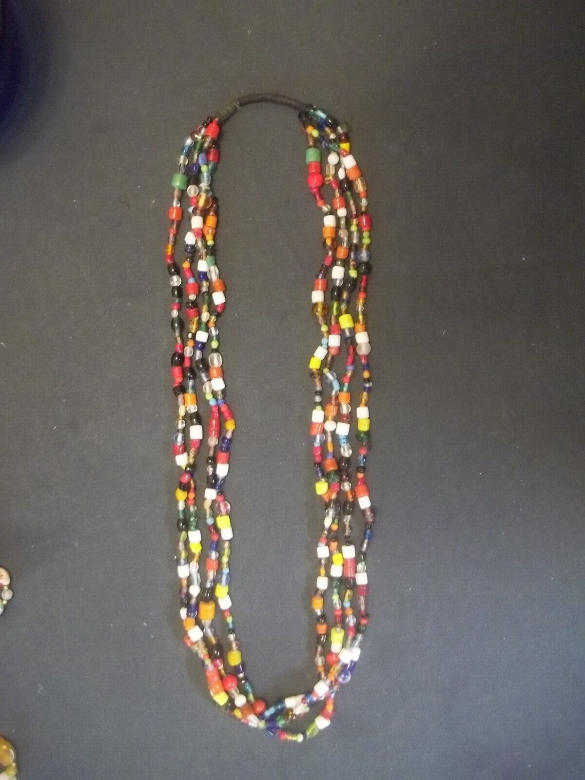 1800's Antique Old Venetian Murano African 4 Strand Trade Bead Necklace 31" Long