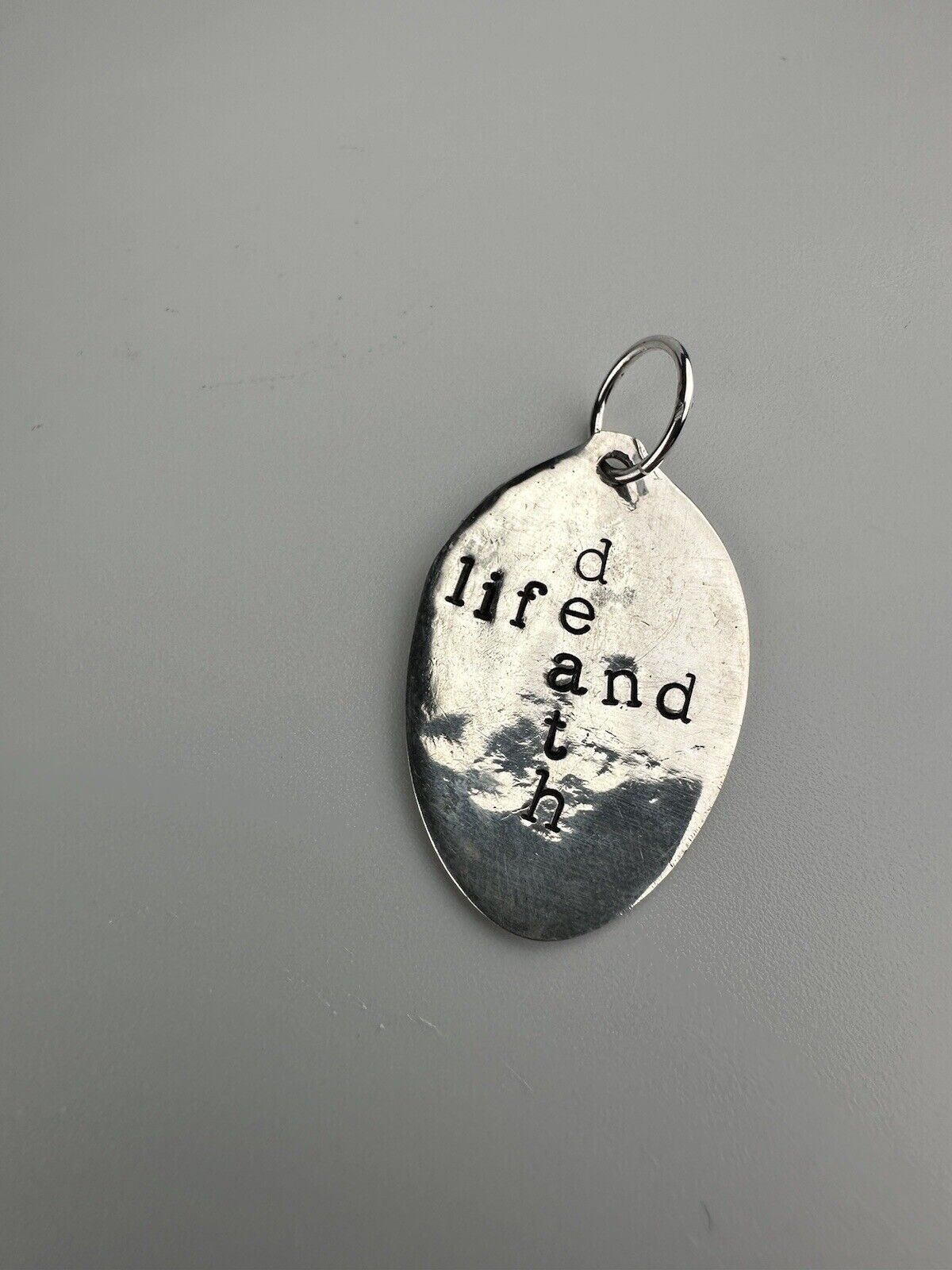 Antique Sterling Silver 1800s Spoon Life And Death Necklace Pendant 3.3cm