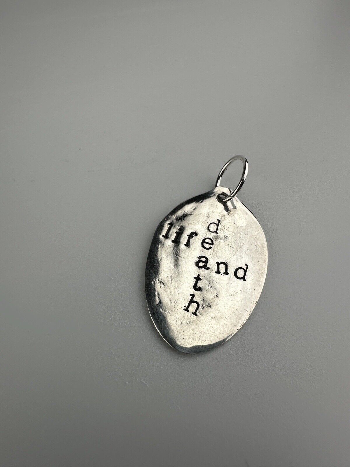 Antique Sterling Silver 1800s Spoon Life And Death Necklace Pendant 3.3cm