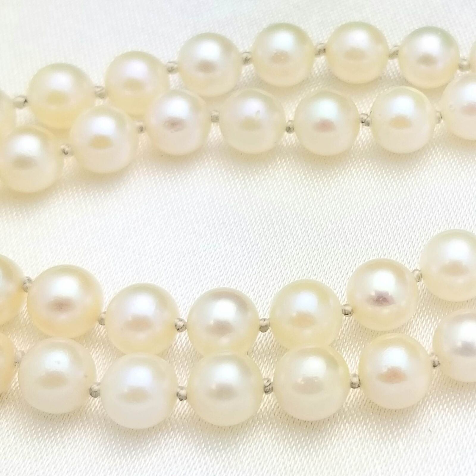 Victorian Double Strand Freshwater Pearl Necklace-1800s- 4mm Pearls-32'' Long