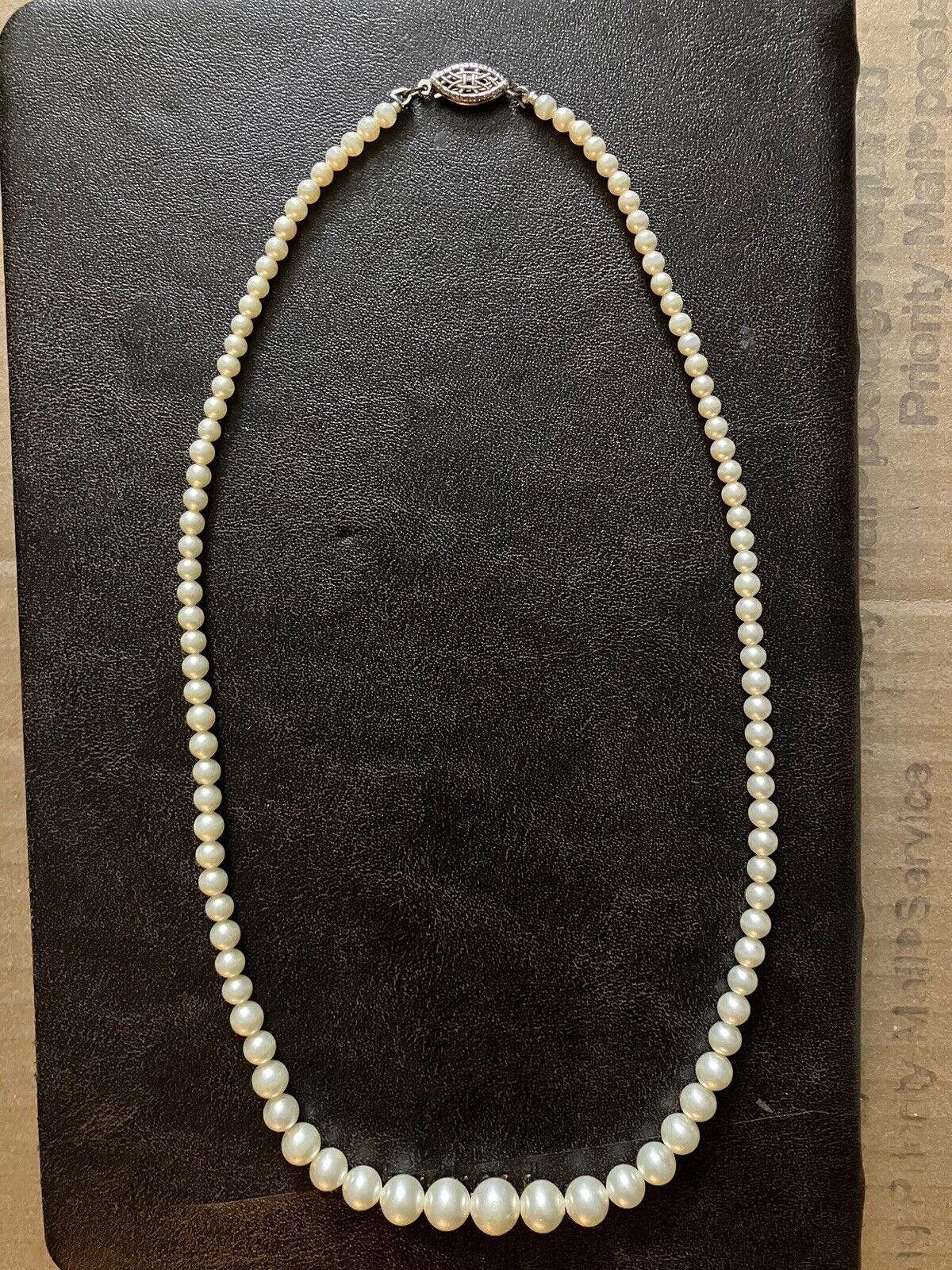 1800s Graduated Strand Of Akoya Pearls With Sterling Clasp
